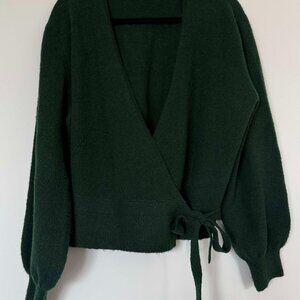 Mohair-Blend Knitted Wrap Cardigan